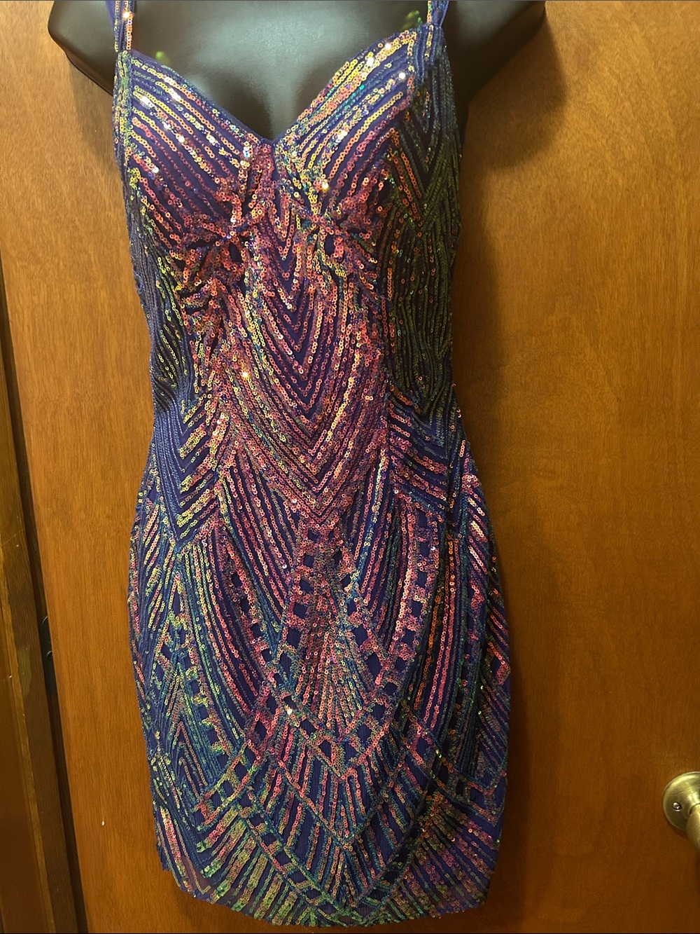 Sequin Bodycon Mini Dress in Purple Multicolor - Homecoming